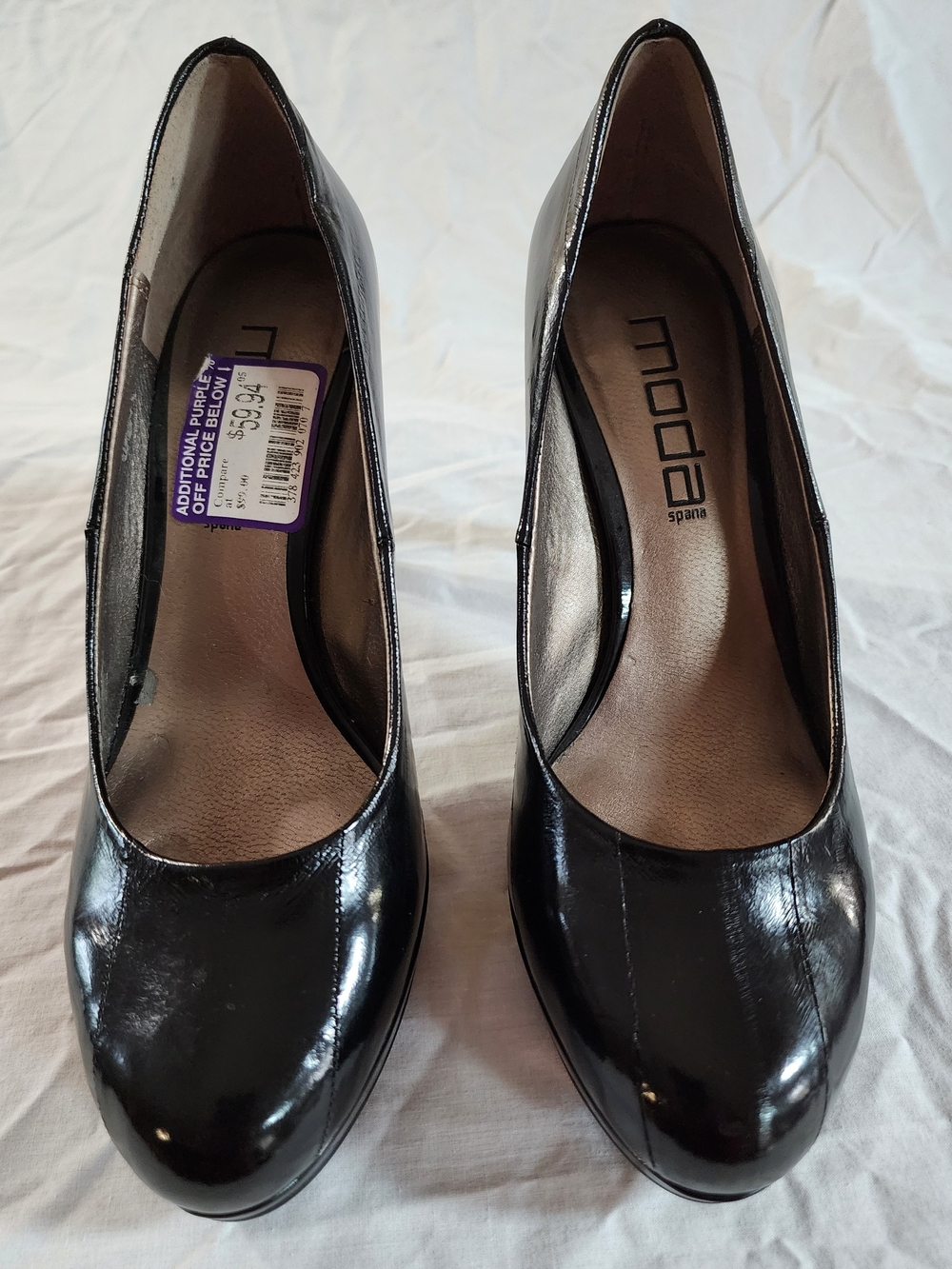 Moda Spana Black Patent Leather Pumps Size 6.5